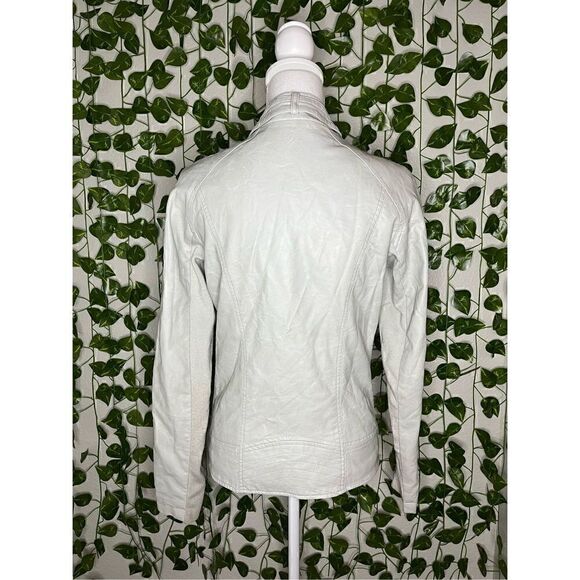 Sam Edelman White Cream Full Zip Faux Leather Biker Jacket Size Small - Picture 2 of 10